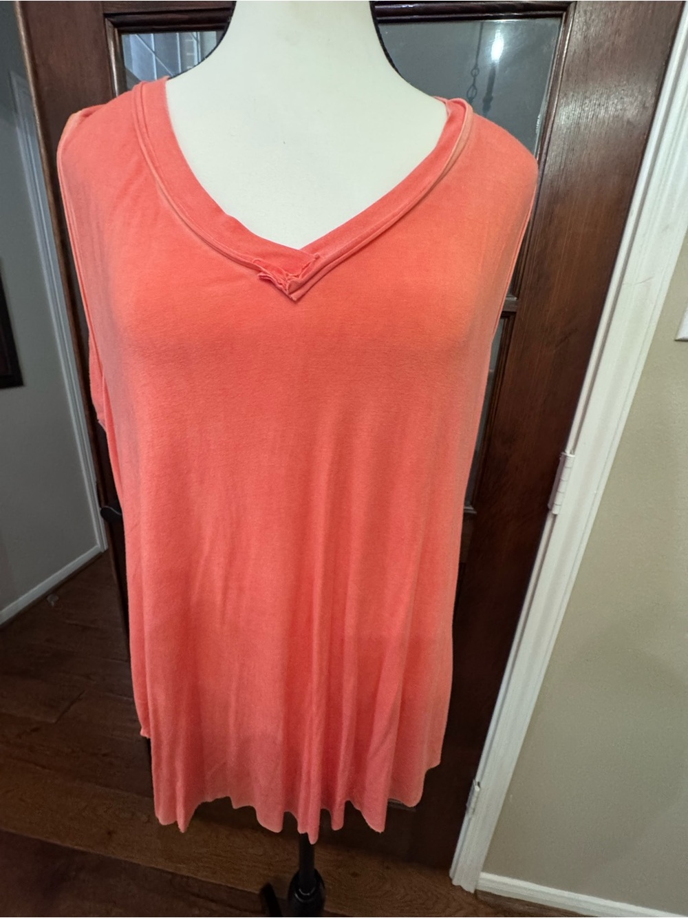 La Miel Coral V Neck Oversized Sleeveless Tunic Top Size L